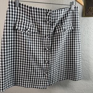 Women's Laundry by Shelli Segal Black and White GIngham Mini Skirt Size Medium